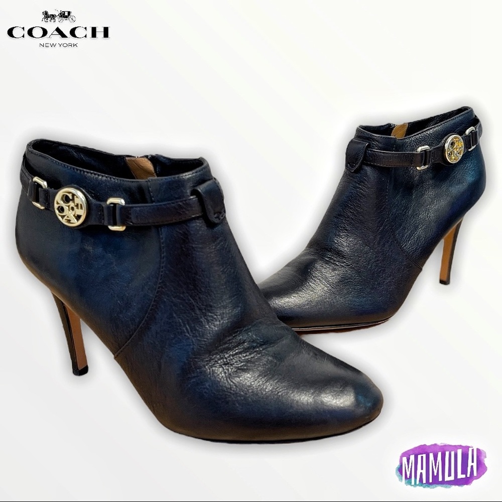 Coach Selena Brown Leather Ankle Bootie